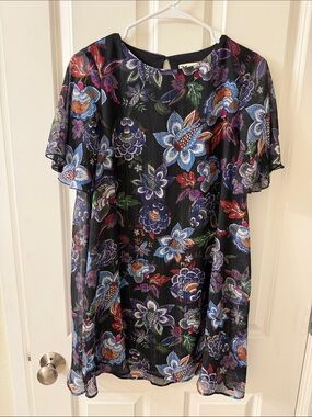 Show Me Your MuMu Black Floral Mini Dress with Blue & Purple Blooms